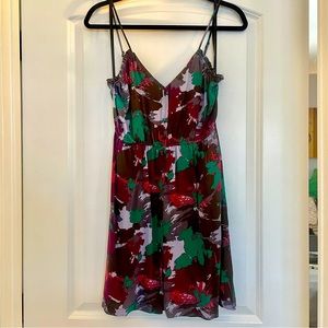 Ecoté Multi-Color Paint Splatter Print Spaghetti Strap V-Neck Dress
